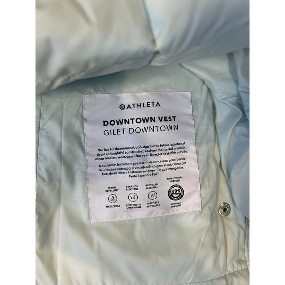 NWT ATHLETA Glacier Green Downtown Full Zip Insulated Puffer Vest Women's Medium - Picture 8 of 12